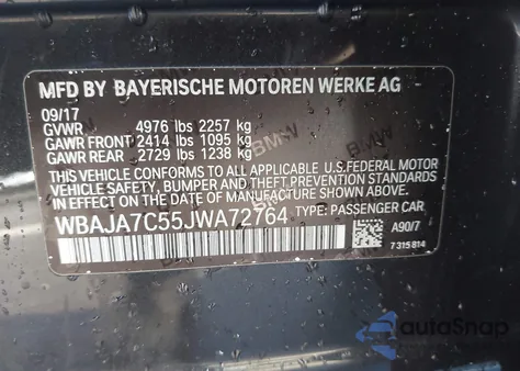 2018 BMW 530I xDrive z USA, uszkodzony, nr VIN WBAJA7C55JWA72764